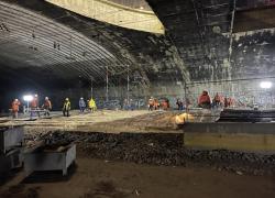Des travaux de rénovation sous voûte menés par GCC et Ouest Acro à Paris