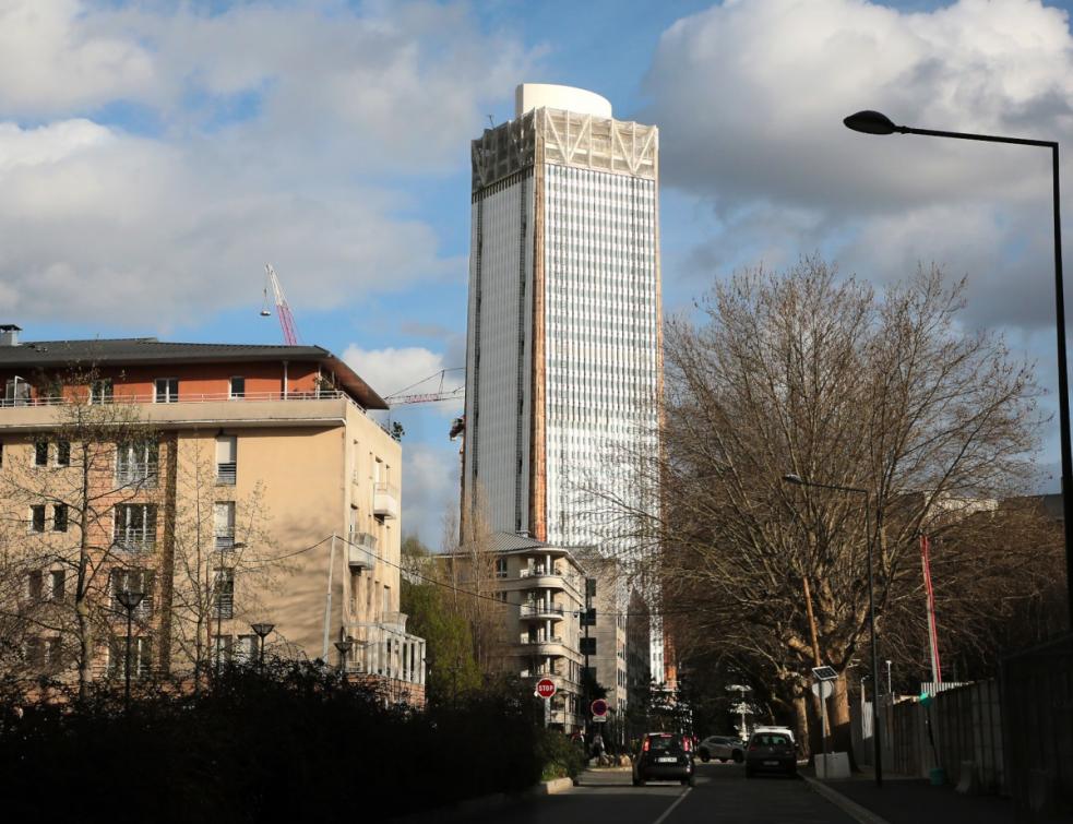 La tour Pleyel, en cours de rénovation, à Saint-Denis